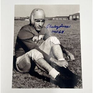 Charley Trippi Autographed Black & White Football Photo HOF 68 Inscription